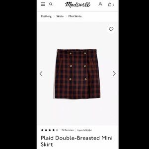 NWT Madewell Plaid Double-Breasted Mini Skirt